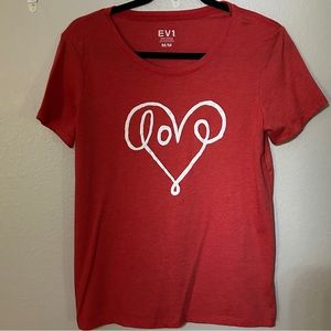 EV 1 Women’s Red/Dark Pink Love T-Shirt Size Medium